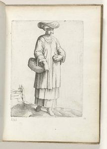 Spania (tittel på objekt) Vrouw met mand i spanske klær. ca. 1550 Holdningene til forskjellige nasjoner i vår tidsalder (serietittel) av Enea Vico