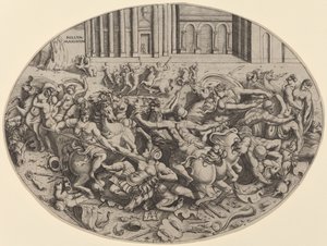 Slaget om amasonene [recto] av Enea Vico