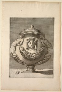 Vase dekorert med figurer, Rinceaux og festonger av Enea Vico