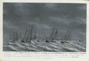 Den bataviske flåten utenfor Veere, 1800 av Engel Hoogerheyden
