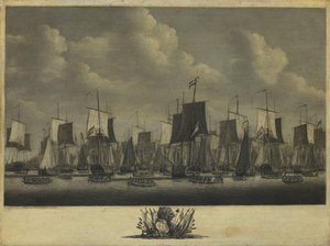 Flåten forlater havnen i Vlissingen, 1804 av Engel Hoogerheyden