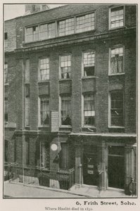 6 Frith Street, Soho, hvor Haziltt døde i 1830 av English Photographer