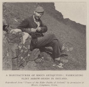 En produsent av falske antikviteter, som produserer Flint Arrow-Heads i Irland av English Photographer