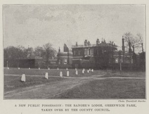 En ny offentlig besittelse, Rangers Lodge, Greenwich Park, overtatt av fylkeskommunen av English Photographer