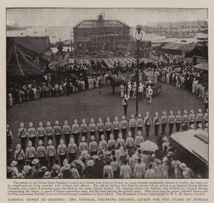 Admiral Dewey i Colombo, admiralen takker oberst Savage for æresvakten av English Photographer