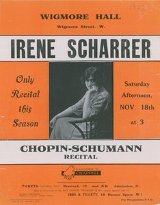 Annonse for en Chopin-Schumann-recital med Irene Scharrer av English Photographer