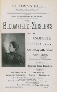 Annonse for konsert av Fannie Bloomfield-Zeisler av English Photographer