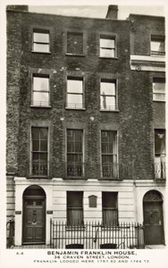 Benjamin Franklins hus, Craven Street, London (s/hvitt-bilde) av English Photographer