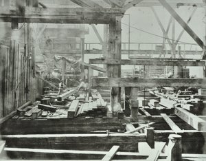 Blackfriars Bridge: byggearbeid pågår, 1869 av English Photographer