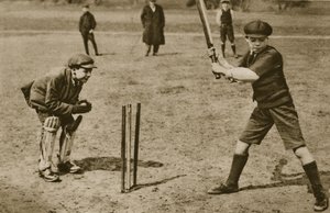 Gutter som spiller cricket, Parliament Hill Fields (sepia-bilde) av English Photographer