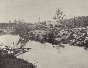 Burnley Bridge, over Yarra, etter flommene i juli 1891 av English Photographer