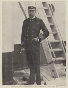 Kaptein HRH hertugen av York om bord på HMS Crescent, i Torbay, 25. juni 1898 av English Photographer