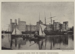 Carnarvon Castle, fra havnen, Carnarvonshire av English Photographer