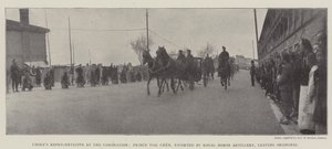 Kinas representant ved kroningen, prins Tsai Chen, eskortert av Royal Horse Artillery, forlater Shanghai av English Photographer