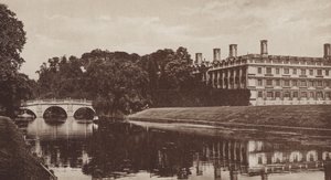 Clare College og Bridge, Cambridge (s/hvitt bilde) av English Photographer