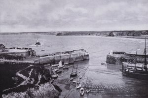 Cornwall: Newquay, the Harbor (s/hvitt bilde) av English Photographer