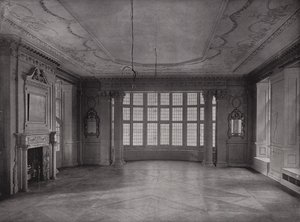 Tegnestue, ser inn i Bay, Ashorne Hill House, nær Leamington, England (s/hv-bilde) av English Photographer