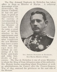Hertug Armand Duplessis de Richelieu, Siams nye marineminister av English Photographer