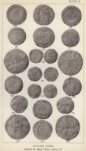 English Coins, Edward the Black Prince, Henry IV (s/hv-bilde) av English Photographer