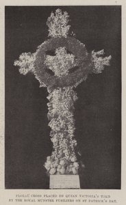 Floral Cross plassert på Queen Victorias Tomb av Royal Munster Fusiliers på St Patricks Day av English Photographer