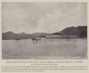 Fort ved inngangen til Gulf of Arta eller Ambracia, overfor byen Prevesa av English Photographer