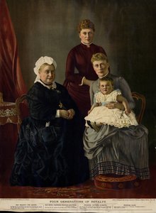 Fire generasjoner av royalty (dronning Victoria, prinsesse Beatrice, prinsesse Victoria Alberta og prinsesse Alice) av English Photographer