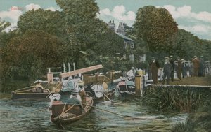 Goring - båtliv på elven. Postkort sendt i 1913. av English Photographer