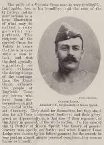 Gunner Lodge, tildelt VC for tapperhet på Koorn Spruit av English Photographer