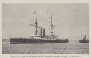 HMS Glory, førsteklasses cruiser, forlater Portsmouth havn til Kina 24. november av English Photographer