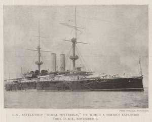 HM Battle-Ship Royal Sovereign, som en alvorlig eksplosjon fant sted på, 9. november av English Photographer
