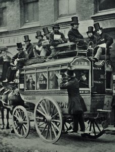 Hestetrukket omnibus fra London Bridge Railway med passasjerer, 1880 av English Photographer