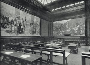 Houses of Parliament, Moses-rommet, House of Lords (s/hvitt-bilde) av English Photographer