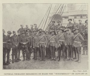 Imperial Yeomanry går om bord på Winifredian 28. januar av English Photographer