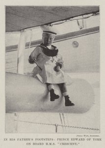 I hans fars fotspor, prins Edward av York om bord på HMS Crescent av English Photographer