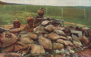 Indiske Hotchkiss-våpenmannskap på vestfronten, første verdenskrig av English Photographer