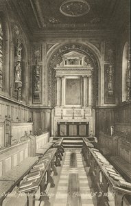 Interiør, Pembroke College Chapel, Oxford, Oxfordshire (s/hvitt-bilde) av English Photographer