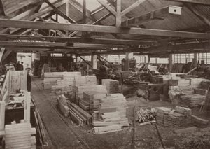 Snekkerfabrikk, Burton-on-Trent: Utsikt over snekkernes maskinverksted nr. 2 (s/hvitt-bilde) av English Photographer