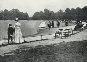 Kensington Gardens, the Round Pond (s/hvitt bilde) av English Photographer