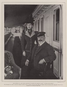 Kong Edward VII og dronning Alexandra om bord på His Majestys Yacht Victoria og Albert av English Photographer