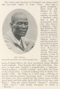 Kong Khama, presentert for hertugen av Cornwall i Cape Town av English Photographer