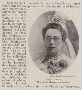Lady Samuel, New Lady Mayoress of London av English Photographer