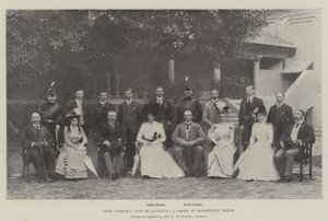 Lord Curzons besøk til Lucknow, en gruppe i regjeringshuset av English Photographer