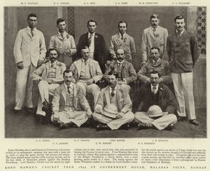 Lord Hawkes Cricket Team 1892 ved Government House, Malabar Point, Bombay