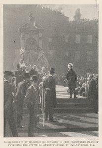 Lord Roberts i Manchester, 10. oktober, den øverstkommanderende avduket statuen av dronning Victoria av Onslow Ford, RA av English Photographer