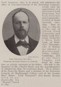 Lord Tennyson, KCMG, midlertidig generalguvernør i Australia av English Photographer
