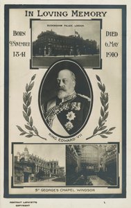 Minnekort for kong Edward VII (s/hvitt bilde) av English Photographer