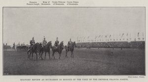 Militær gjennomgang i Bucuresti til ære for besøket til keiser Francis Joseph av English Photographer
