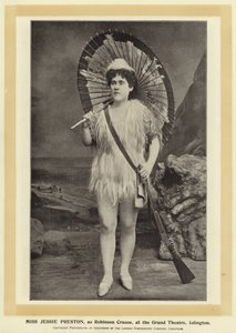 Frøken Jessie Preston, som Robinson Crusoe, ved Grand Theatre, Islington