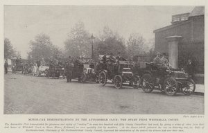 Motor-Car-demonstrasjoner av Automobile Club, Starten fra Whitehall Court av English Photographer