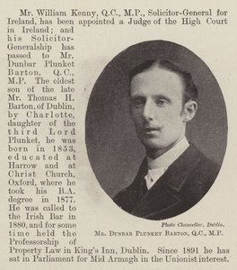 Mr Dunbar Plunket Barton, QC, MP av English Photographer